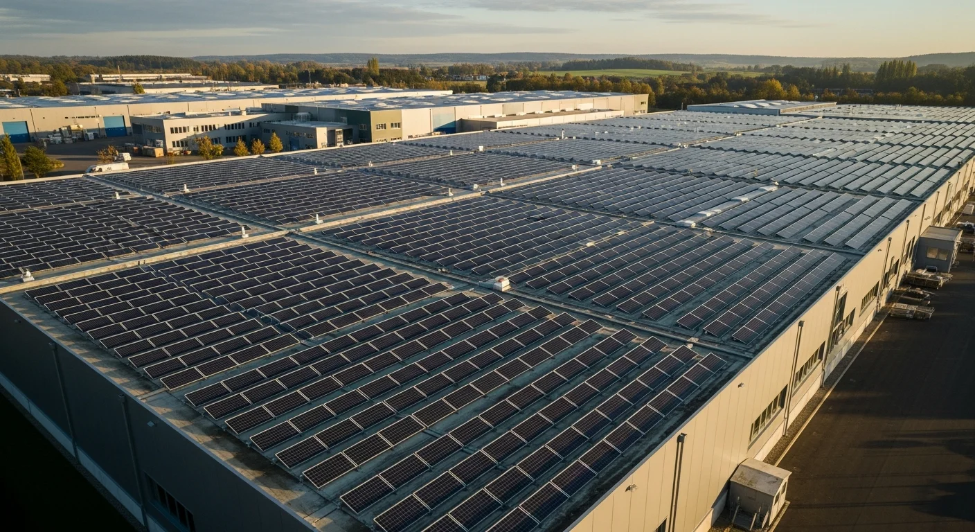 Industriehalle mit Photovoltaikanlage auf dem Dach